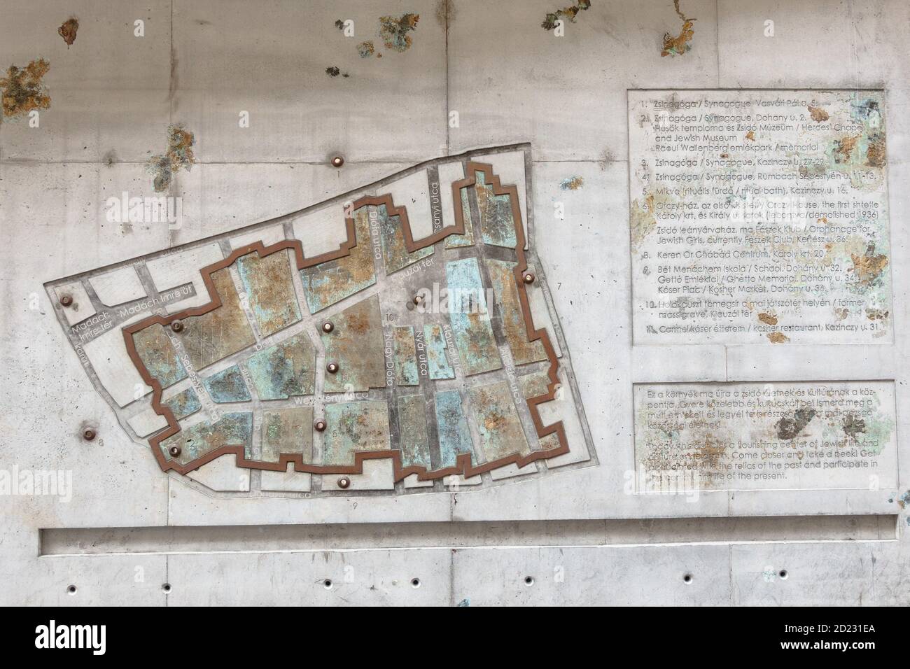 Eine Karte, die das jüdische Ghetto in Budapest während des Zweiten Weltkriegs darstellt Stockfoto