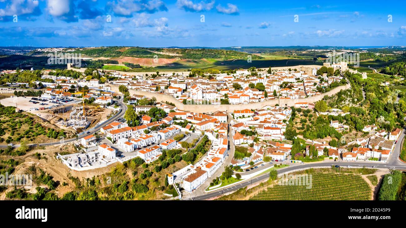 Luftaufnahme der Stadt Obidos in Portugal Stockfoto