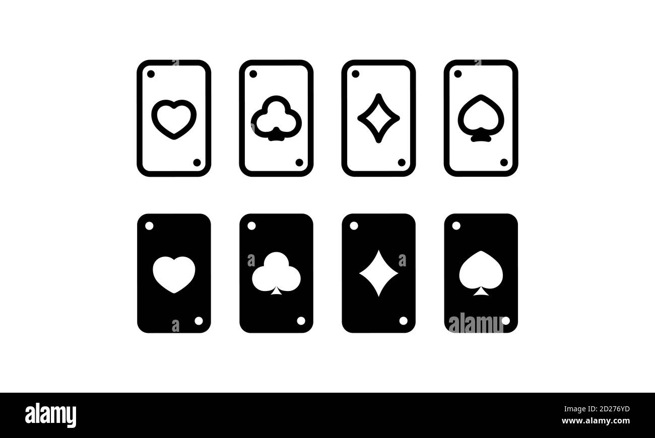 Casino Spielkarte vier Asse Symbol in schwarz. Poker. Vektor auf isoliertem weißem Hintergrund. EPS 10 Stock Vektor