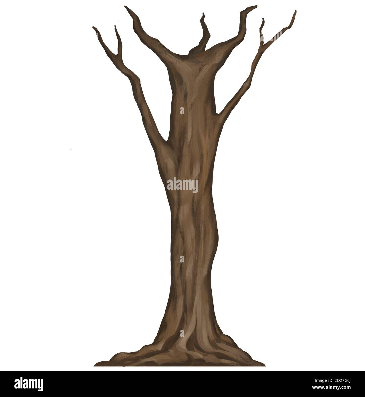 Braune Rinde Karger Baumstamm Handgezeichnete Illustration Isoliert Auf Weisser Hintergrund Stockfotografie Alamy