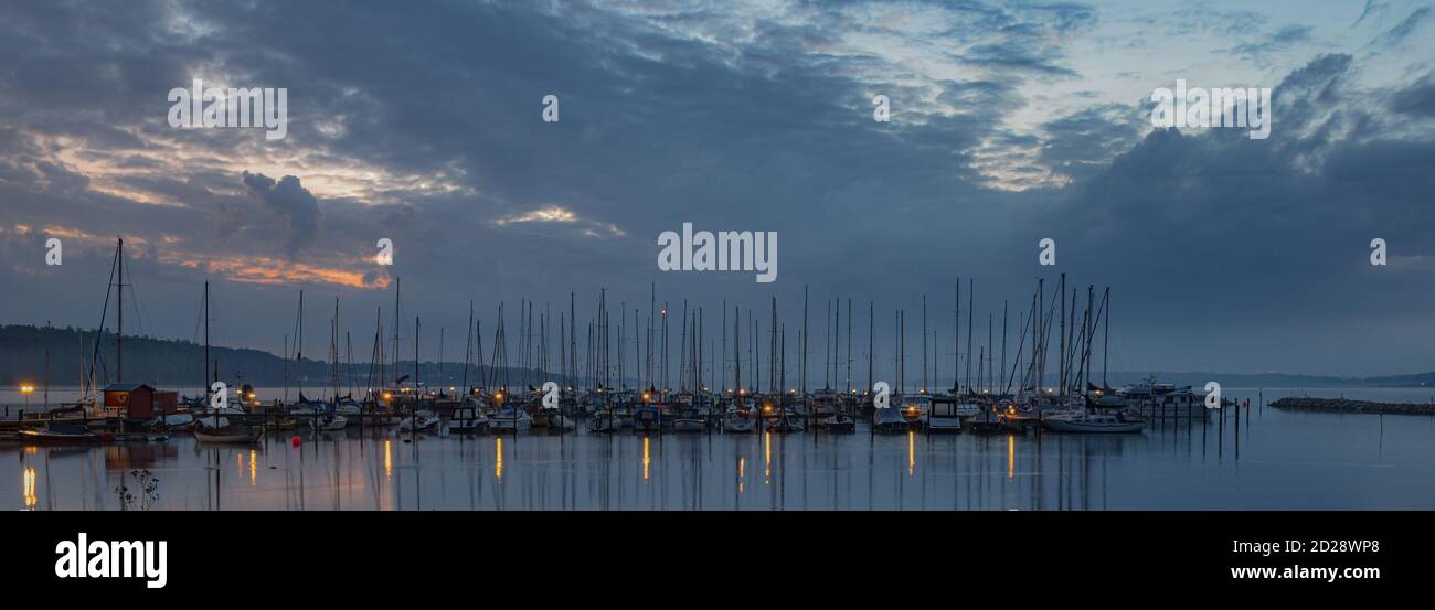 Morgen am Yachthafen in Flensburg, Deutschland Stockfoto