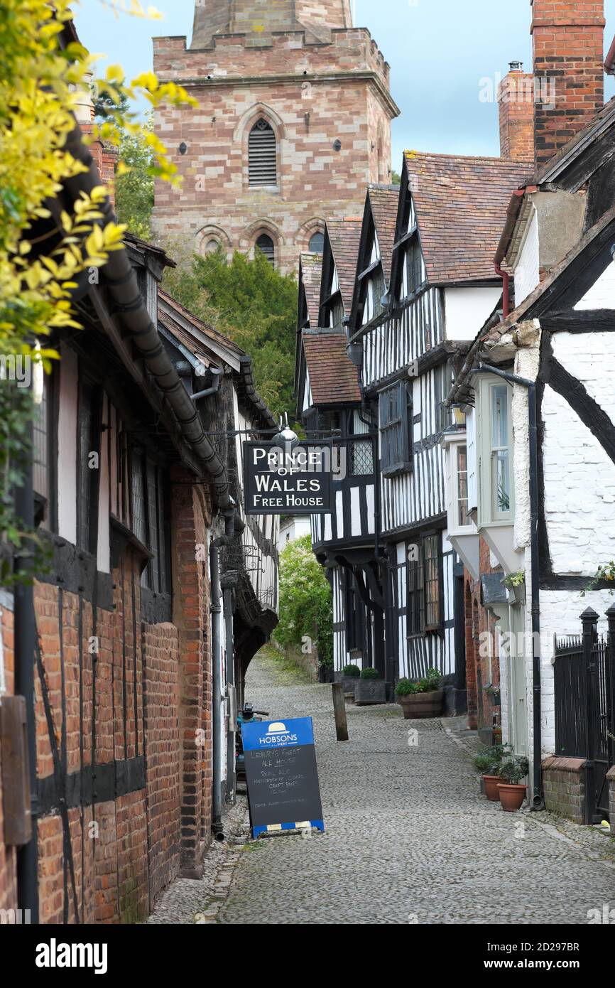 Ledbury Herefordshire UK - Church Lane hat viele Fachwerk gerahmt Gebäude Stockfoto