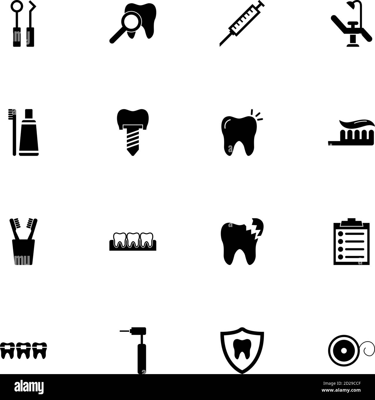 Dental Icon - erweitern Sie auf jede Größe - Ändern Sie auf jede Farbe. Perfect Flat Vector enthält solche Symbole wie Zahnimplantat, Karies, Zahnspange, Krankenakte, Pai Stock Vektor