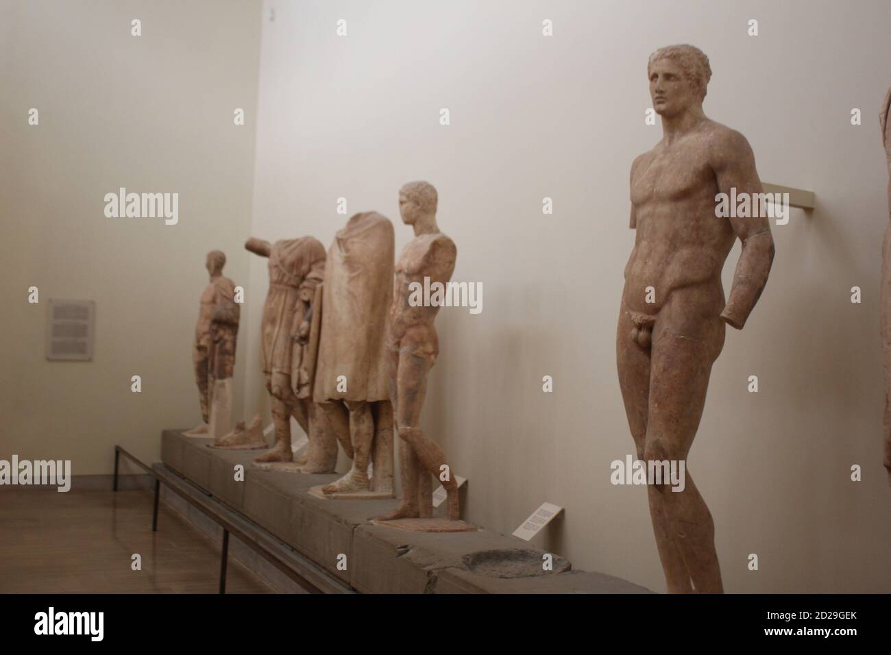 Widmung von Daochos, hellenistische Ära Statuen auf dem Archäologischen Museum von Delphi in Griechenland Stockfoto
