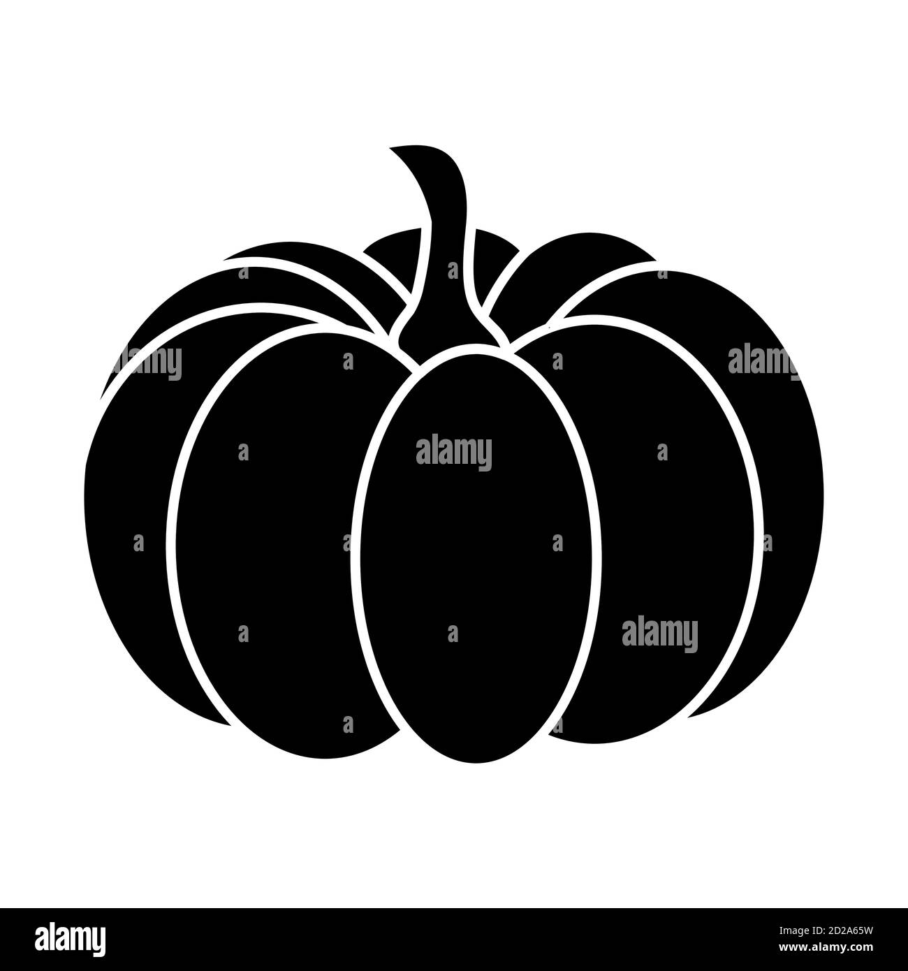 Kürbis Silhouette auf weiß isoliert. Herbstliche symbolische Cartoon-Illustration für halloween. Thanksgiving Saisonform für Party Einladung. Herbst Stock Vektor