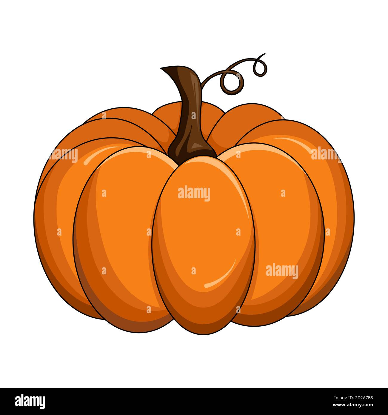 Kürbis herbstliche Cartoon-Vektor-Bild auf weiß isoliert. Orange gesunde Ernährung Form. Illustration für halloween oder Danksagung Party Einladung. Aut Stock Vektor