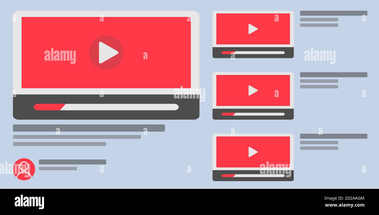 Video Streaming Website Interface Illustration Media Player Symbole Stock Vektor