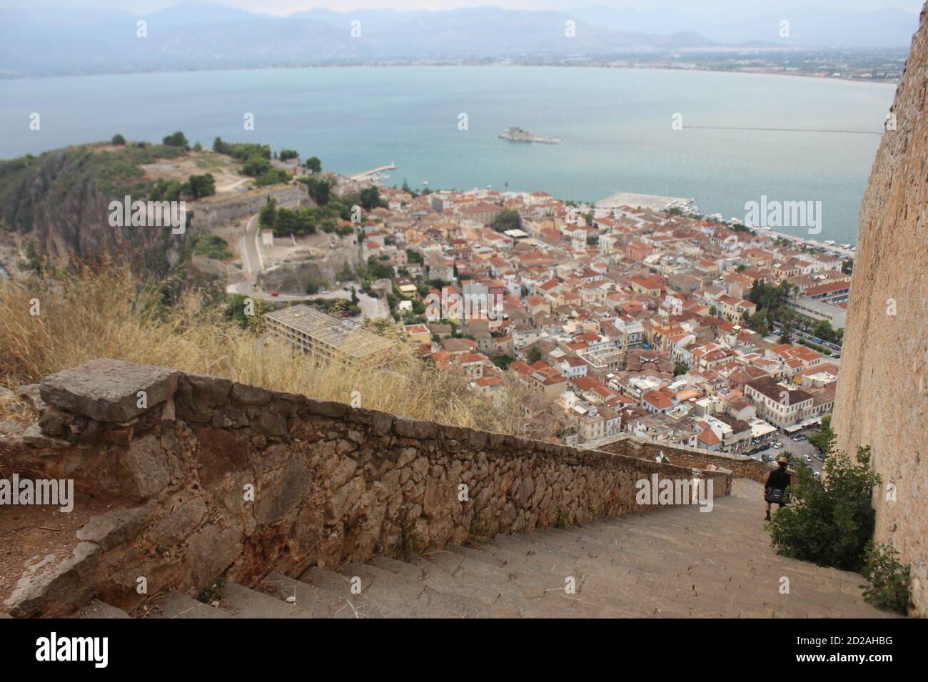 Panoramablick auf die Stadt Naflio von der Festung Palamidi Stockfoto