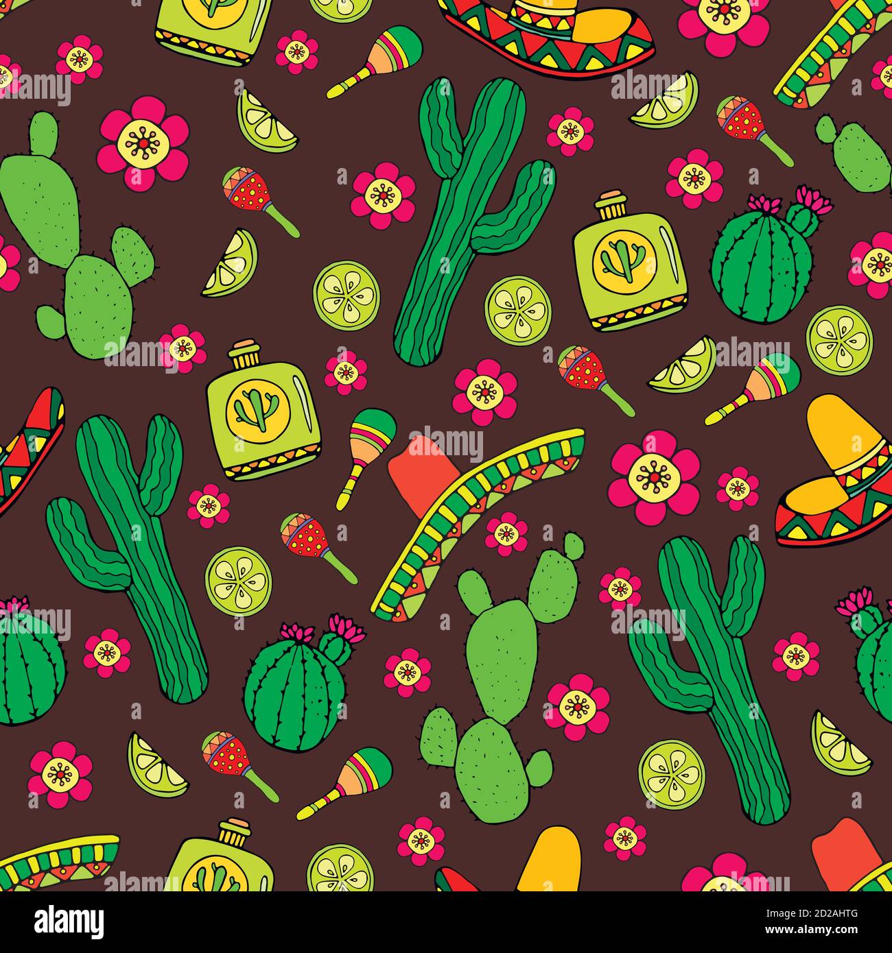 Bunte Cartoon handgezeichnete Doodles zum Thema Latein Amer Stock Vektor