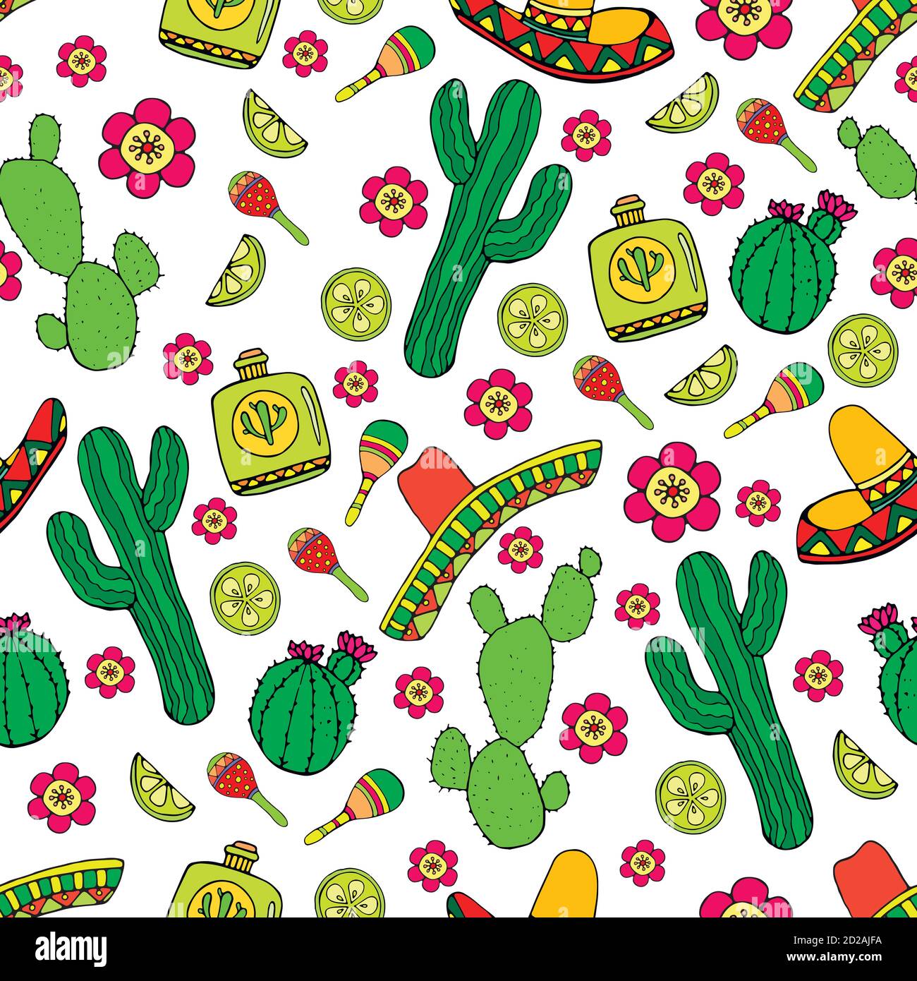 Bunte Cartoon handgezeichnete Doodles zum Thema Latein Amer Stock Vektor