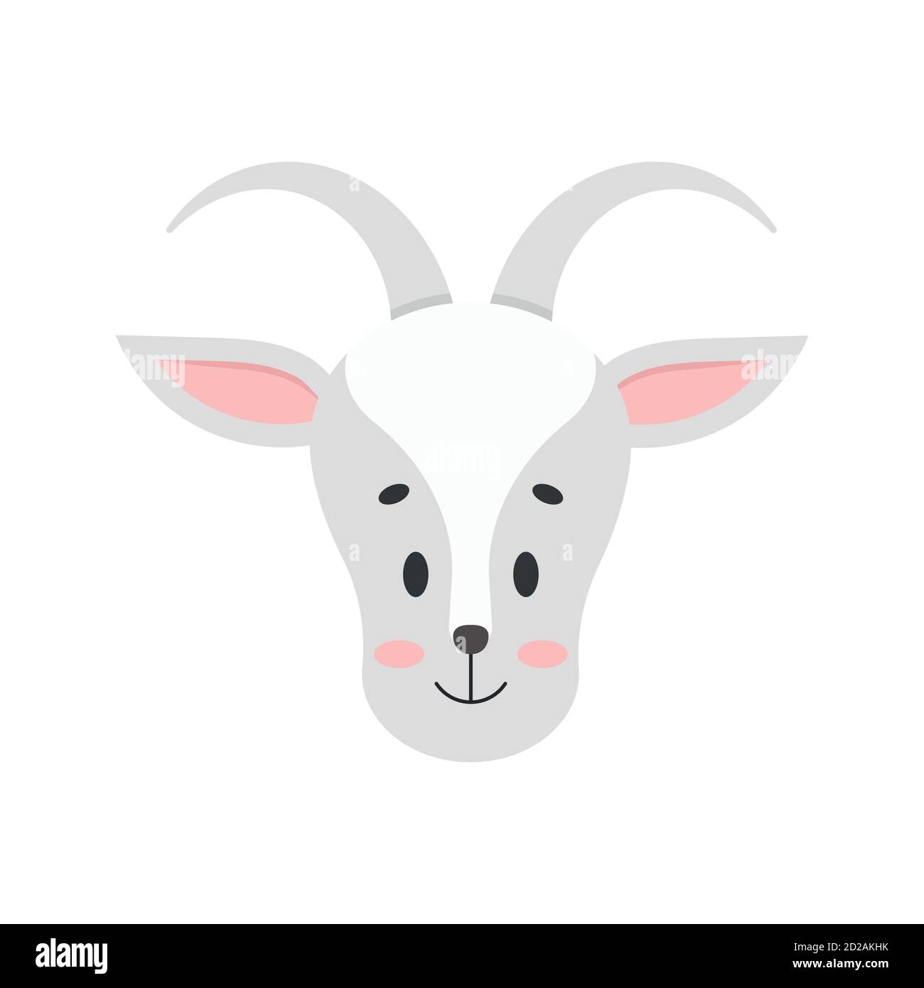 Cute Ziege Kopf Vektor-Symbol auf weißem Hintergrund isoliert. Stock Vektor
