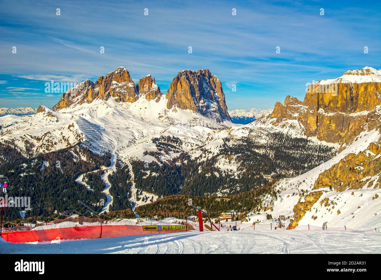Sella Ronda Skiarena rund um die Sella Gruppe in Norditalien, Trentino / Südtirol / Belluno, Italien, Arabba Region Stockfoto