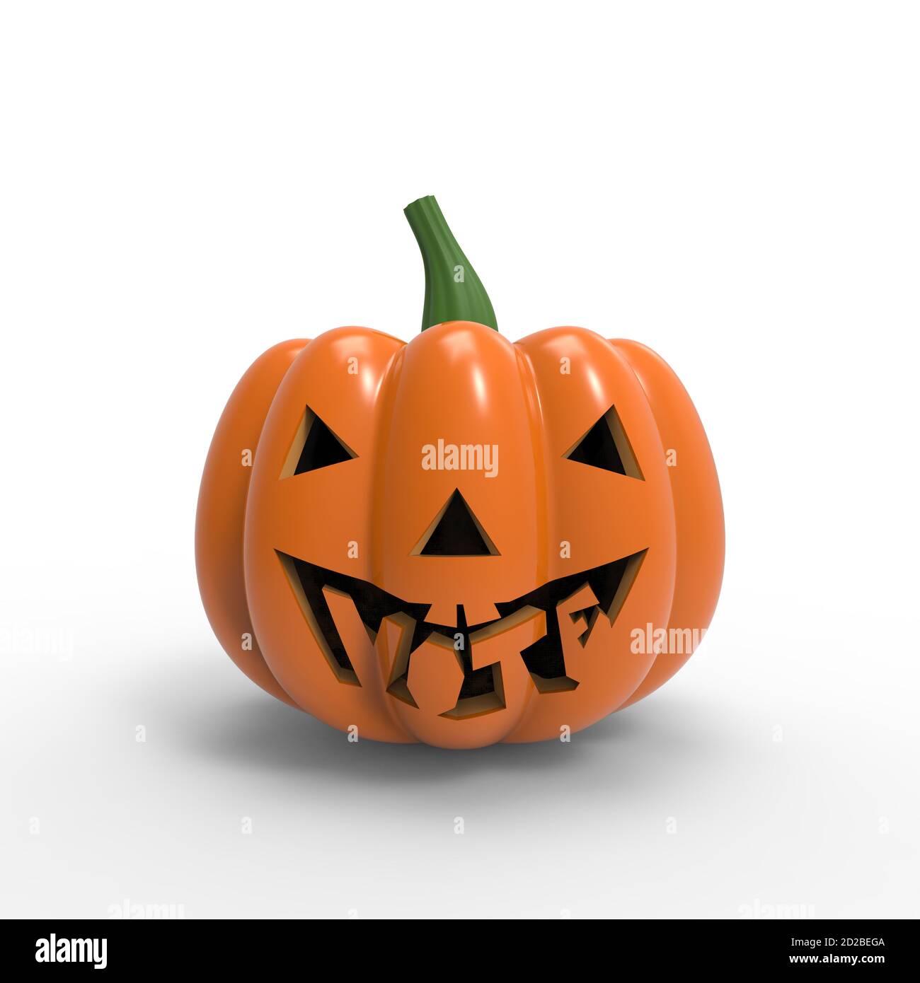 Halloween Kürbis mit dem Wort Stimme in den Mund geschnitzt Auf weißem Hintergrund Stockfoto