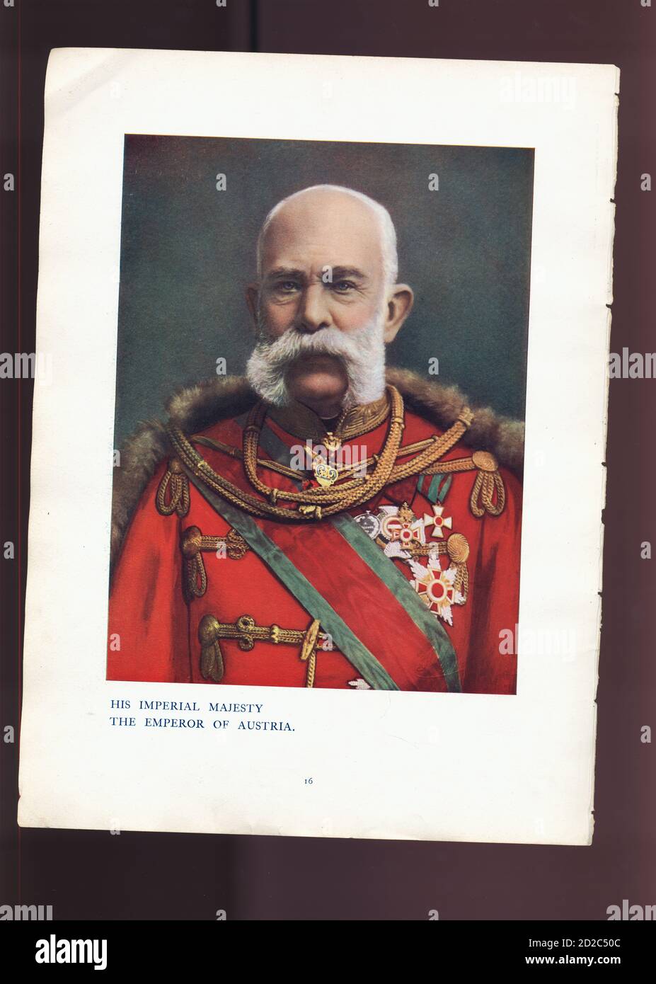 Chromolithographisches Porträt von Franz Joseph I. von Österreich (18. August 1830 – 21. November 1916). Er war Kaiser von Österreich, König von Böhmen, König von Kroa Stockfoto