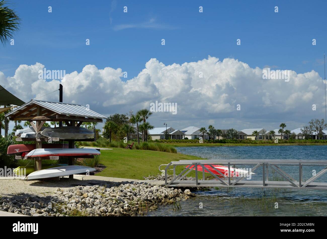 Erholungsgebiet auf Babcock Ranch, eine Solar-Run-Gemeinschaft in SW Florida mit der Sonne, um Häuser zu versorgen und Strom von Fahrzeugen zu erzeugen Stockfoto