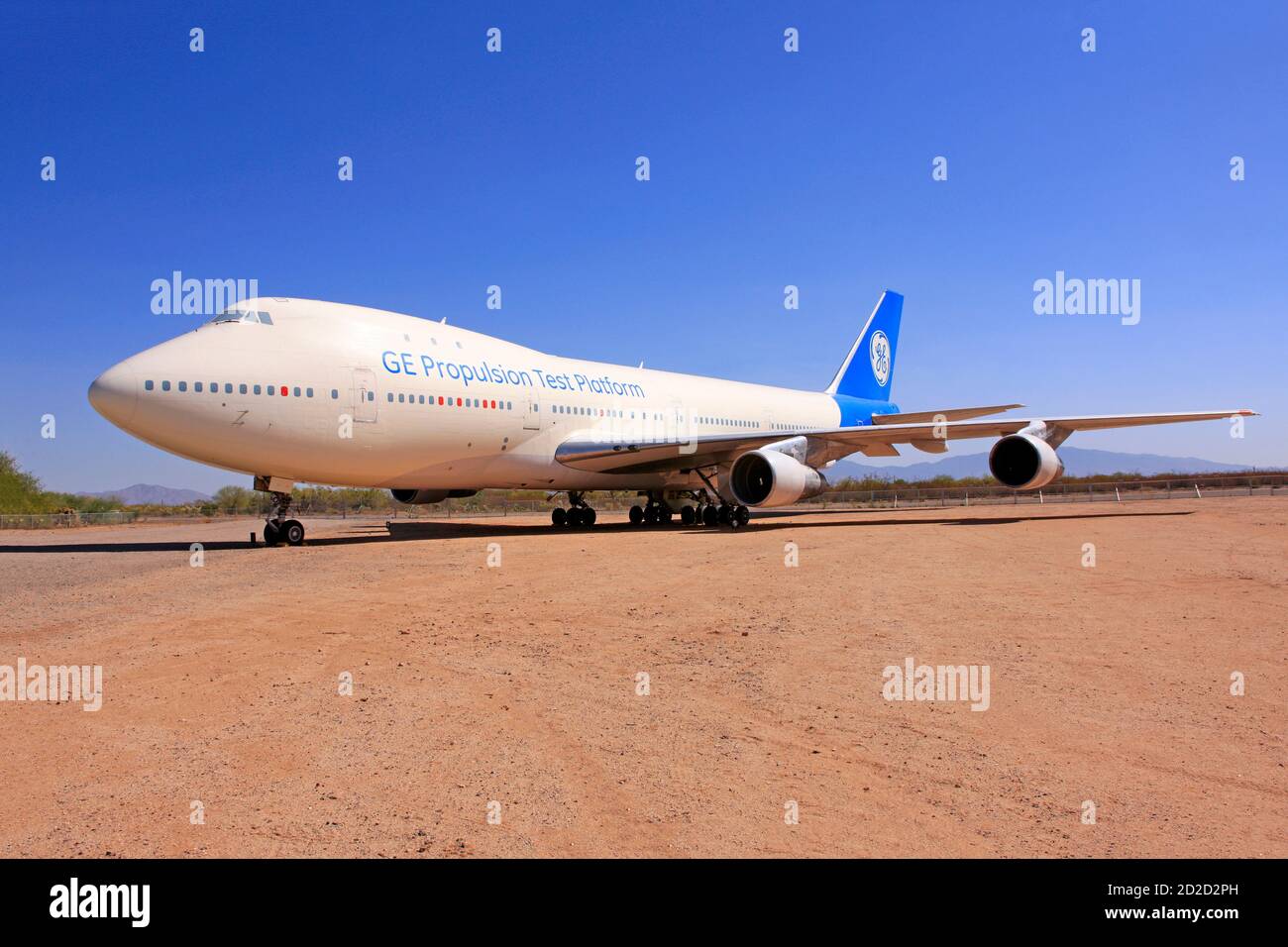 Die GE Propulsion Test Platform Boeing 747-400 jetzt nach 24 Dienstjahre im Pima Air & Space museum in Tucson AZ Stockfoto