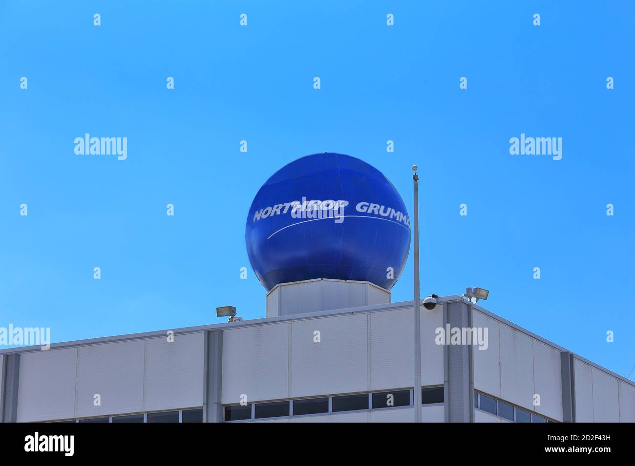 Historischer Globus auf dem Northrop Grumman Corporation Gebäude Bethpage Long Island New York Stockfoto