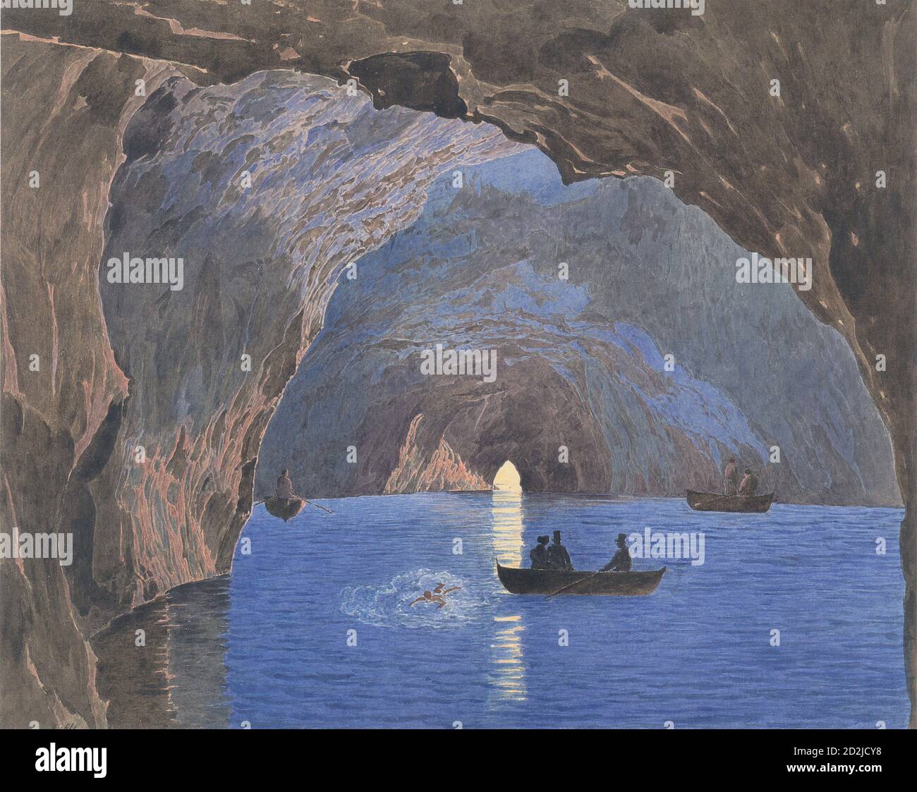 Alt Jacob - Die Blaue Grotte Auf Der Insel Capri - Österreichische Schule - 19. Jahrhundert Stockfoto