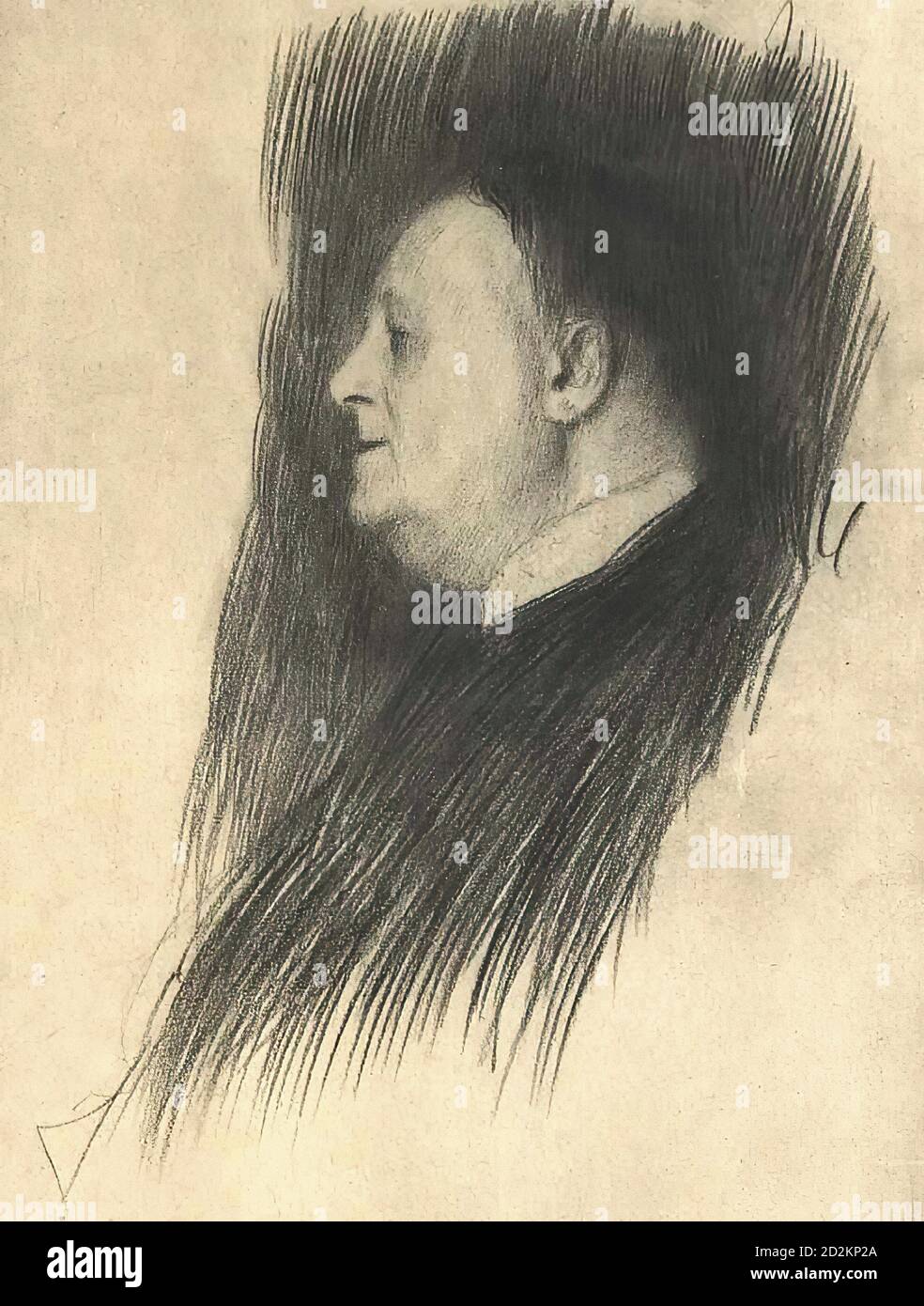 Klimt Gustave - Porträt eines Mannes auf der linken Seite - Österreichische Schule - 19. Jahrhundert Stockfoto