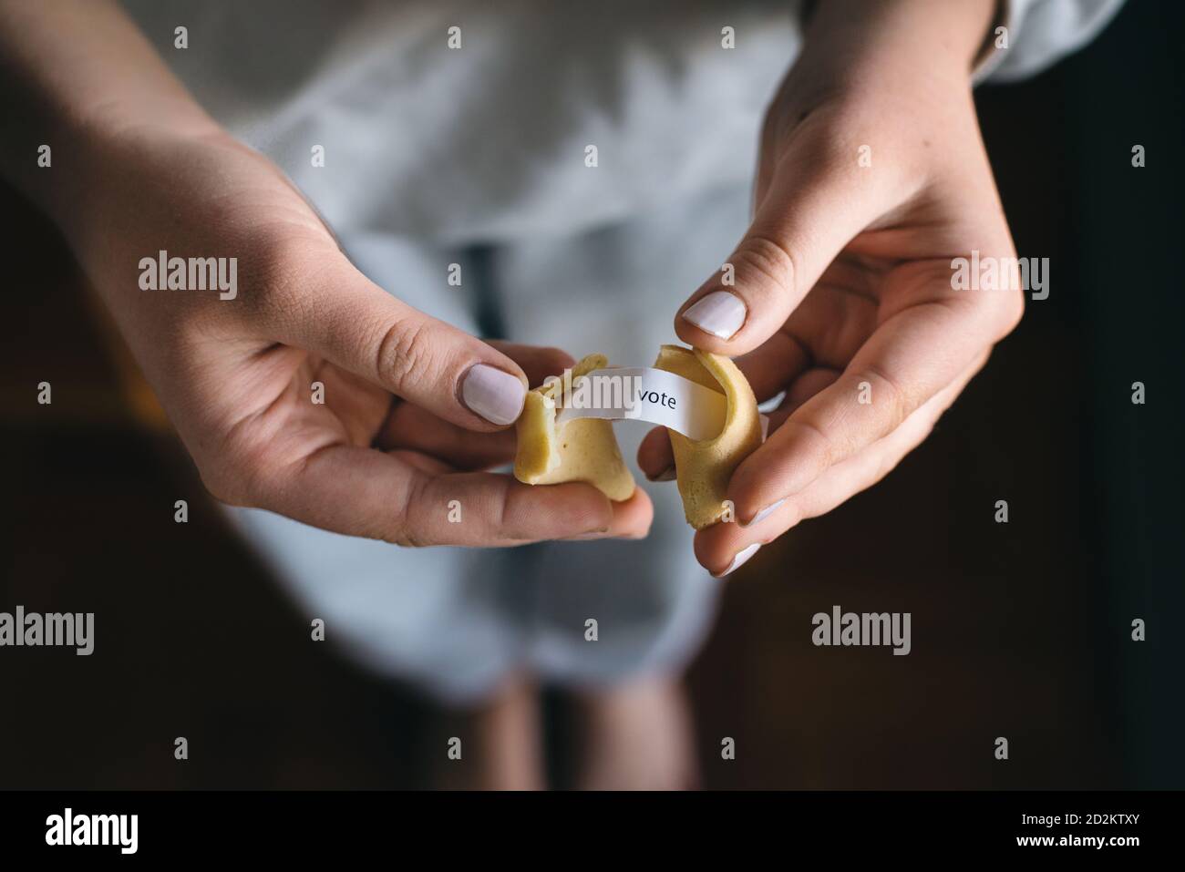 Fortune Cookie-Nachricht, abstimmen Stockfoto