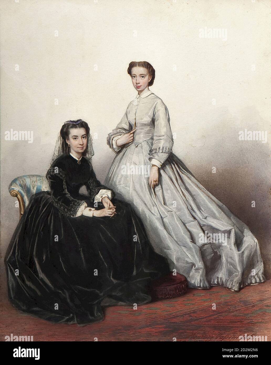 Passini Ludwig - La Princesse Rospigliosi Et La Baronne Baude - Österreichische Schule - 19. Jahrhundert Stockfoto
