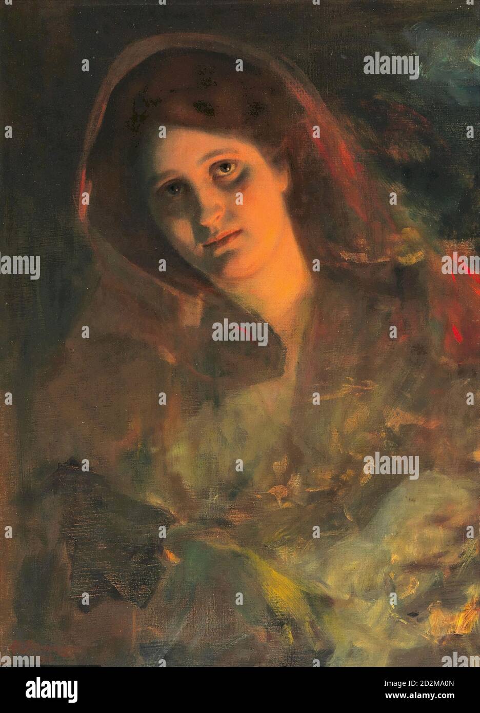 Ritzberger Albert - in Gedanken - Österreichische Schule - 19 Jahrhundert Stockfoto