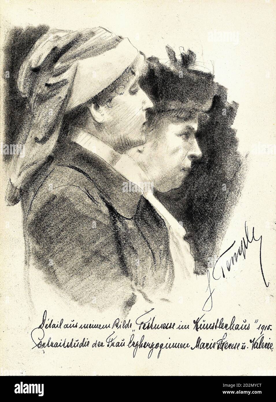 Temple Hans - Portrait Studien der Erzherzoginnen Marie Therese Und Valerie - Österreichische Schule - 19. Jahrhundert Stockfoto