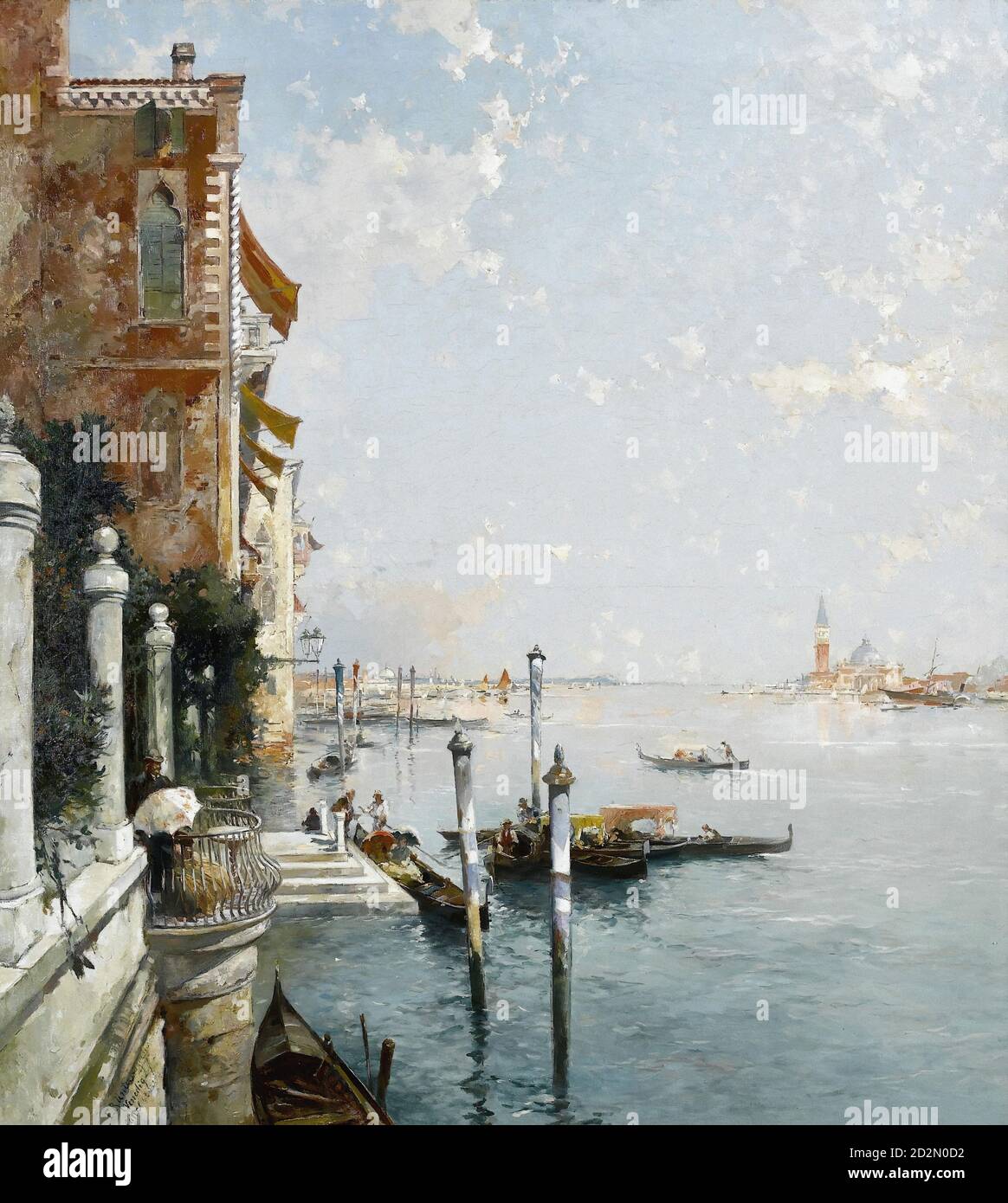 Unterberger Franz Richard - eine Venedig-Szene mit San Giogio Maggiore in der Ferne - Österreichische Schule - 19. Jahrhundert Stockfoto Unterberger Franz Richard - eine Venedig-Szene mit San Giogio Maggiore in der Ferne - Österreichische Schule - 19. Jahrhundert Stockfoto