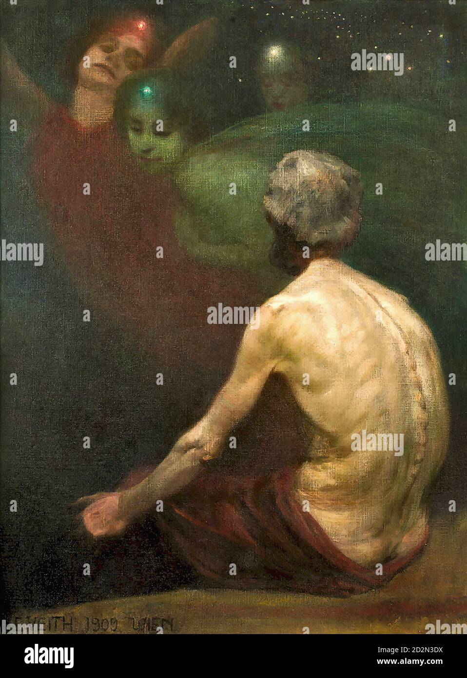 Veith Eduard - der Ring der Nibelung - Rhein Töchter und der Zwerg Alberich - Österreichische Schule - 19 Jahrhundert Stockfoto