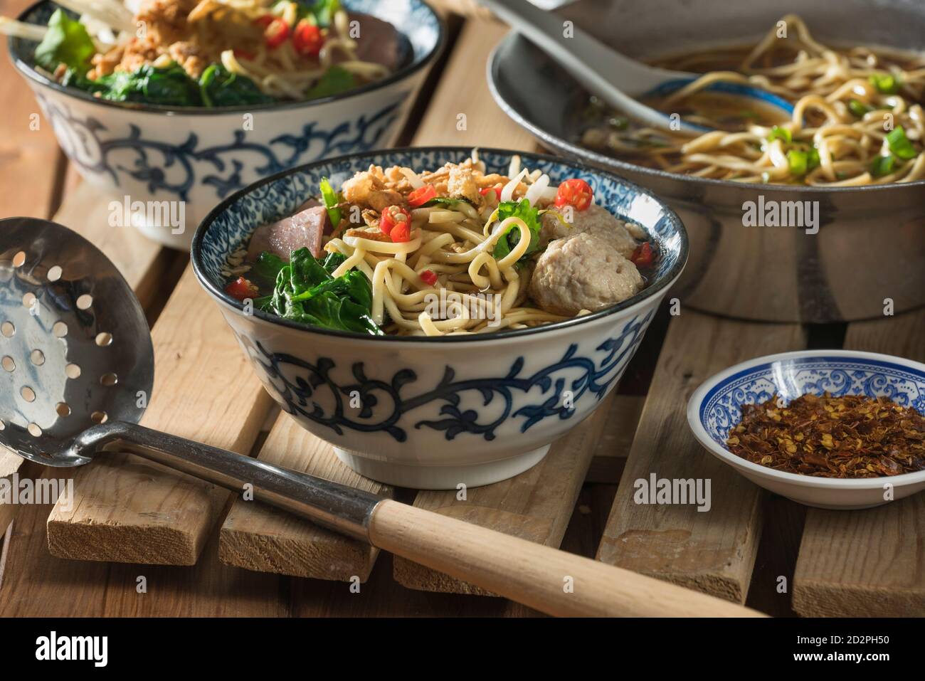 Thailändische Bootnudeln. Thailändische Küche Stockfoto