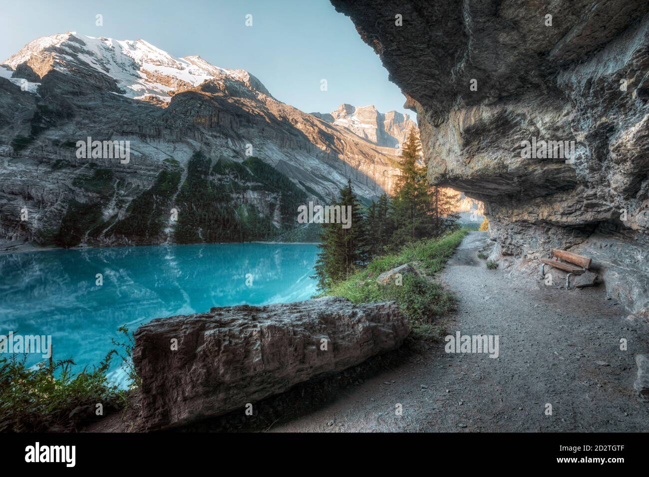 Oeschinensee, Kandersteg, Bern, Schweiz, Europa Stockfoto