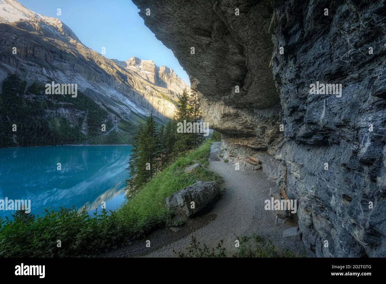 Oeschinensee, Kandersteg, Bern, Schweiz, Europa Stockfoto