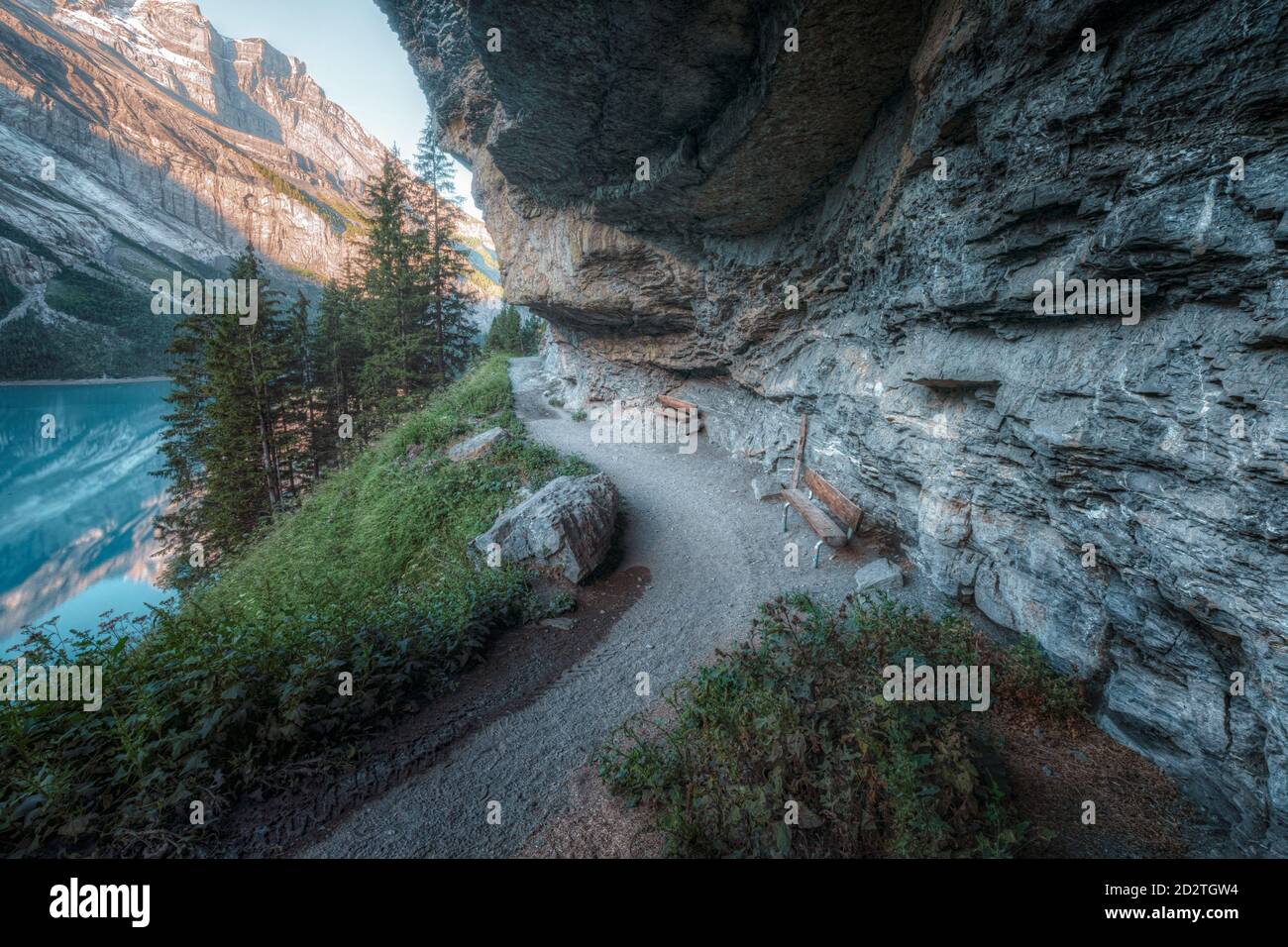 Oeschinensee, Kandersteg, Bern, Schweiz, Europa Stockfoto