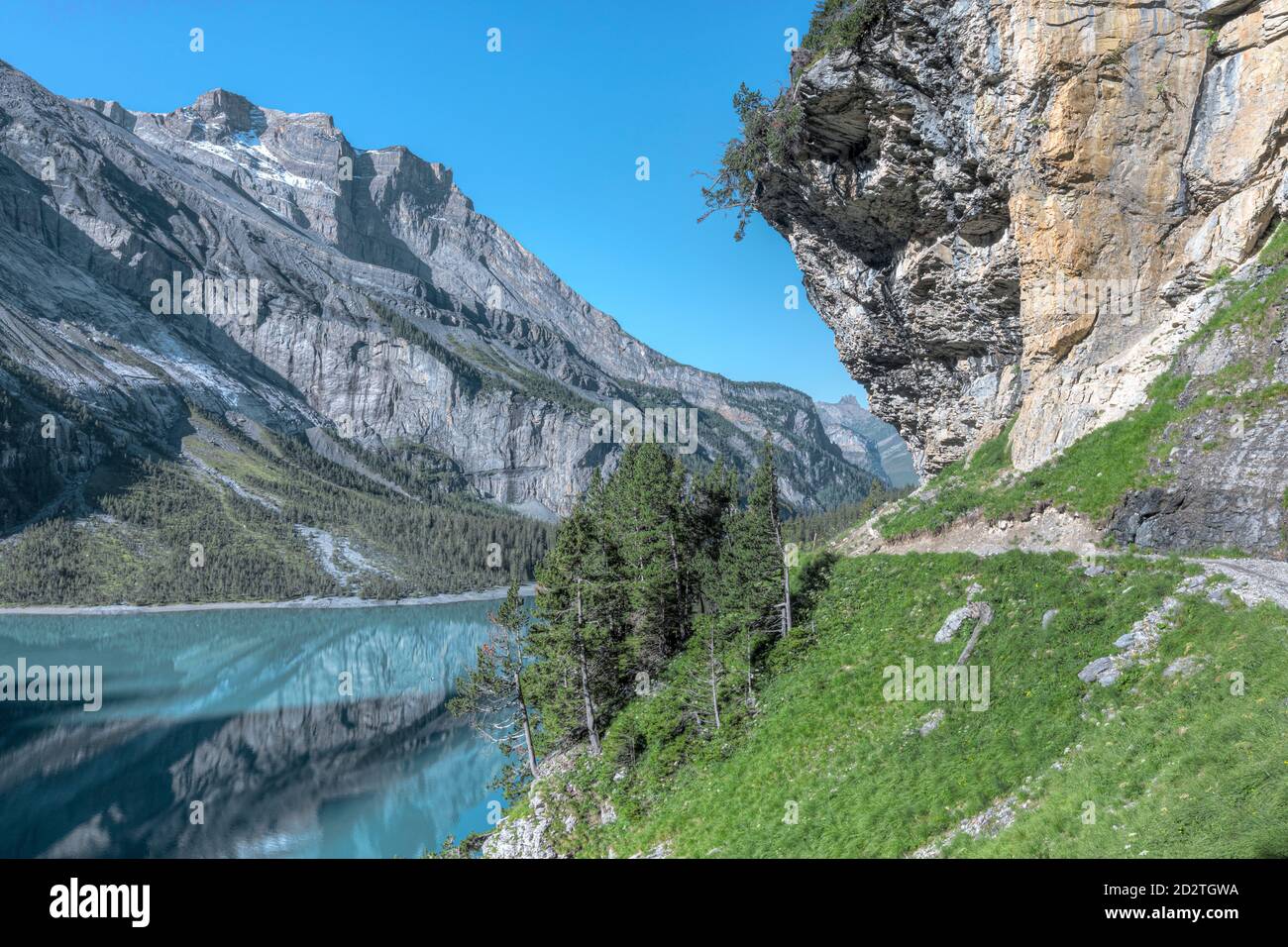 Oeschinensee, Kandersteg, Bern, Schweiz, Europa Stockfoto