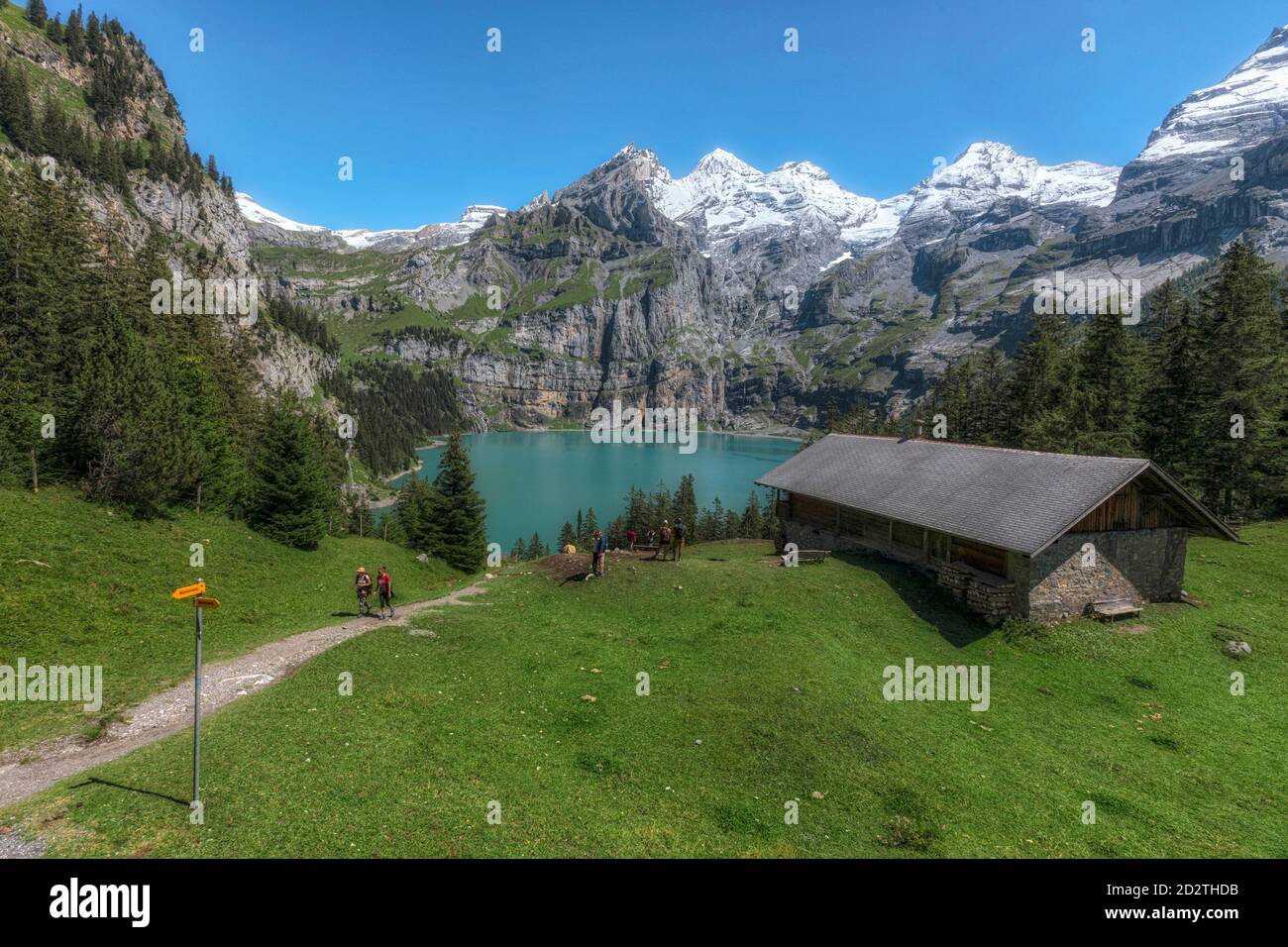 Oeschinensee, Kandersteg, Bern, Schweiz, Europa Stockfoto