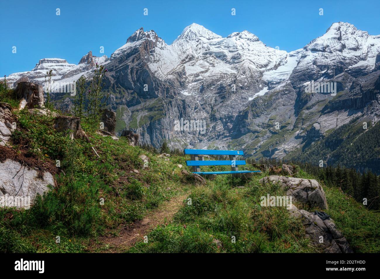Oeschinensee, Kandersteg, Bern, Schweiz, Europa Stockfoto