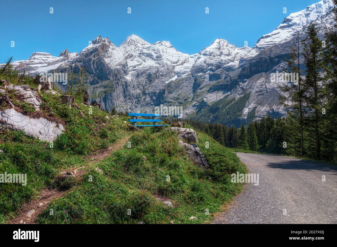 Oeschinensee, Kandersteg, Bern, Schweiz, Europa Stockfoto
