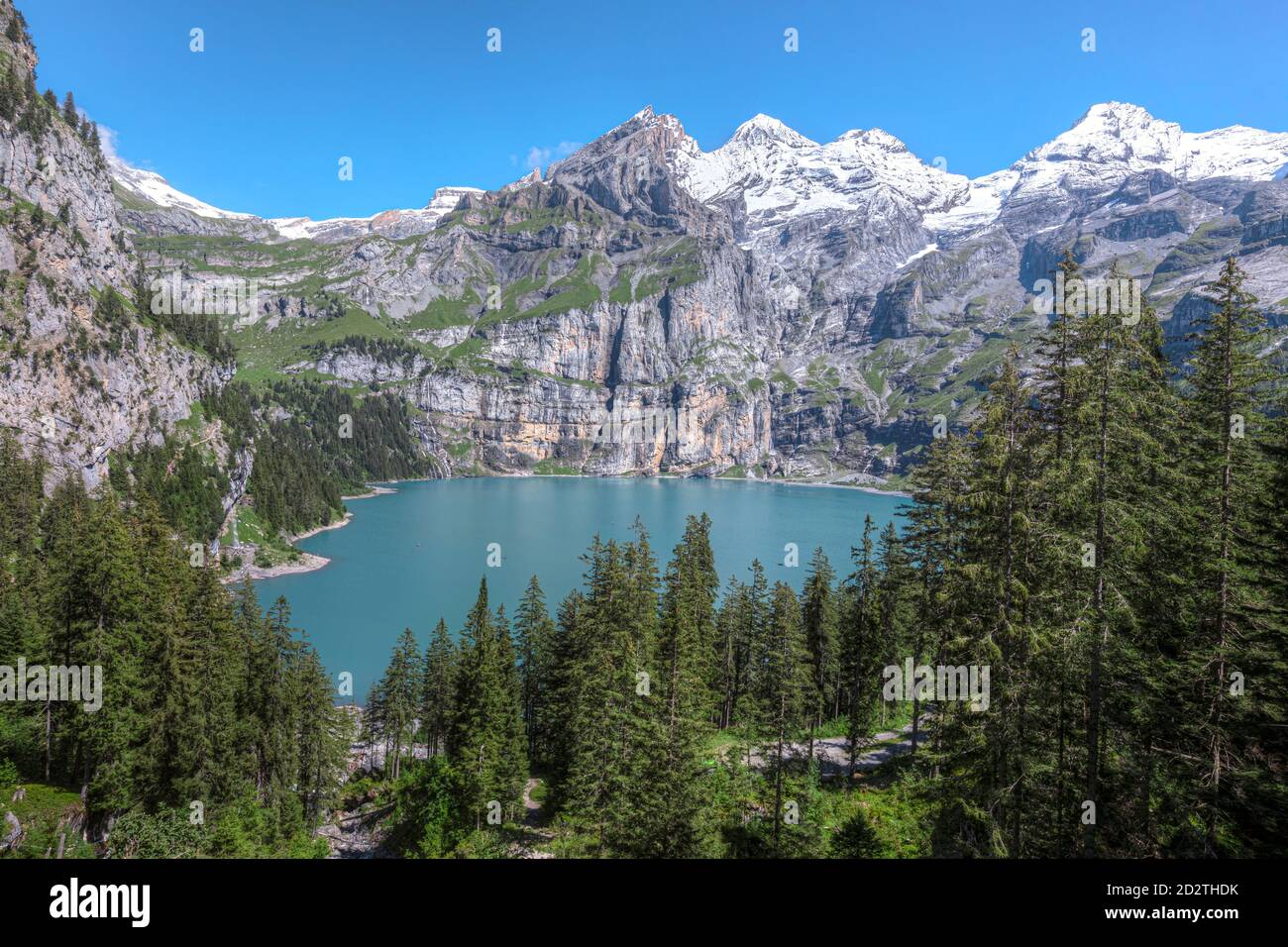 Oeschinensee, Kandersteg, Bern, Schweiz, Europa Stockfoto