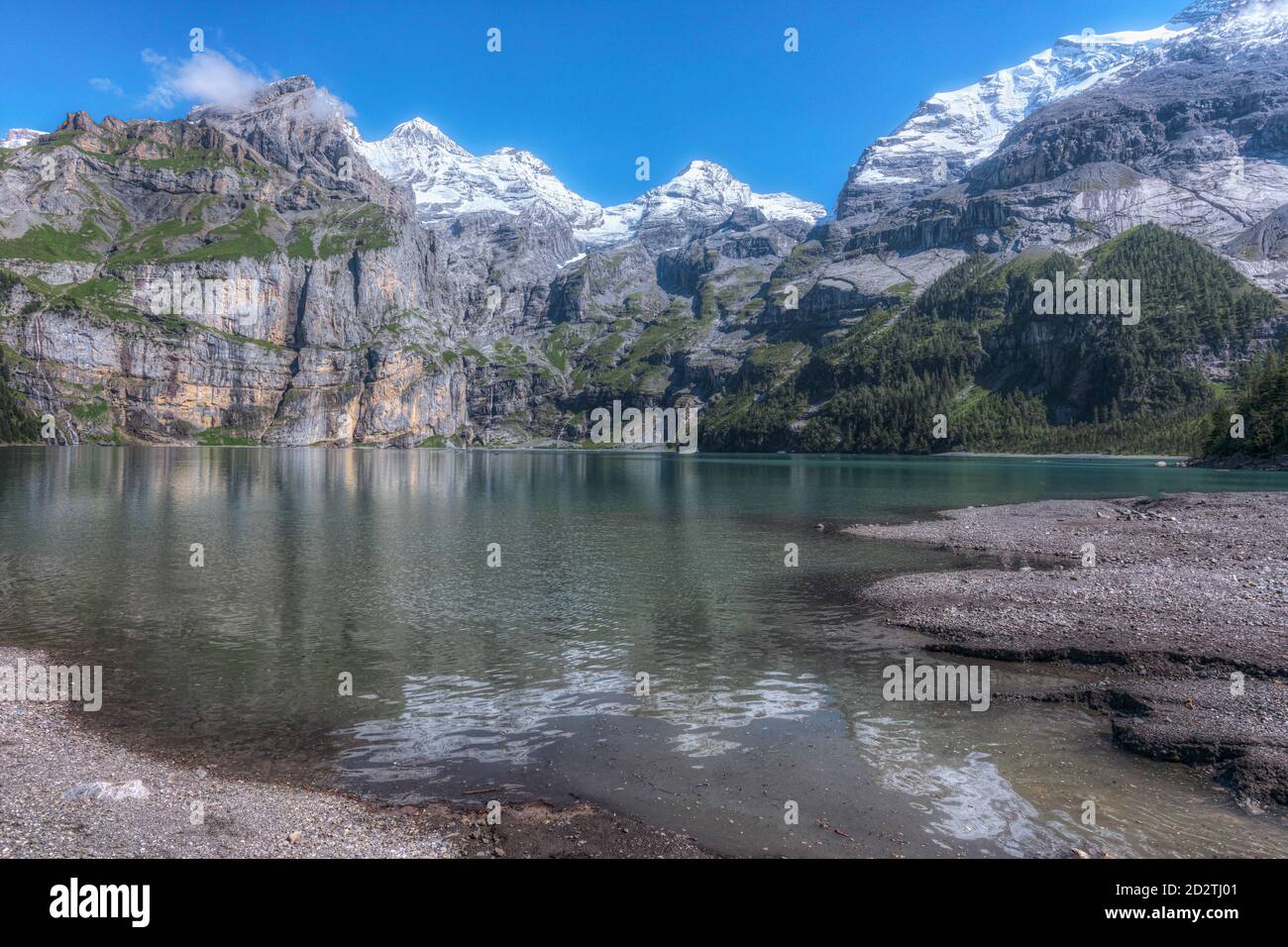 Oeschinensee, Kandersteg, Bern, Schweiz, Europa Stockfoto