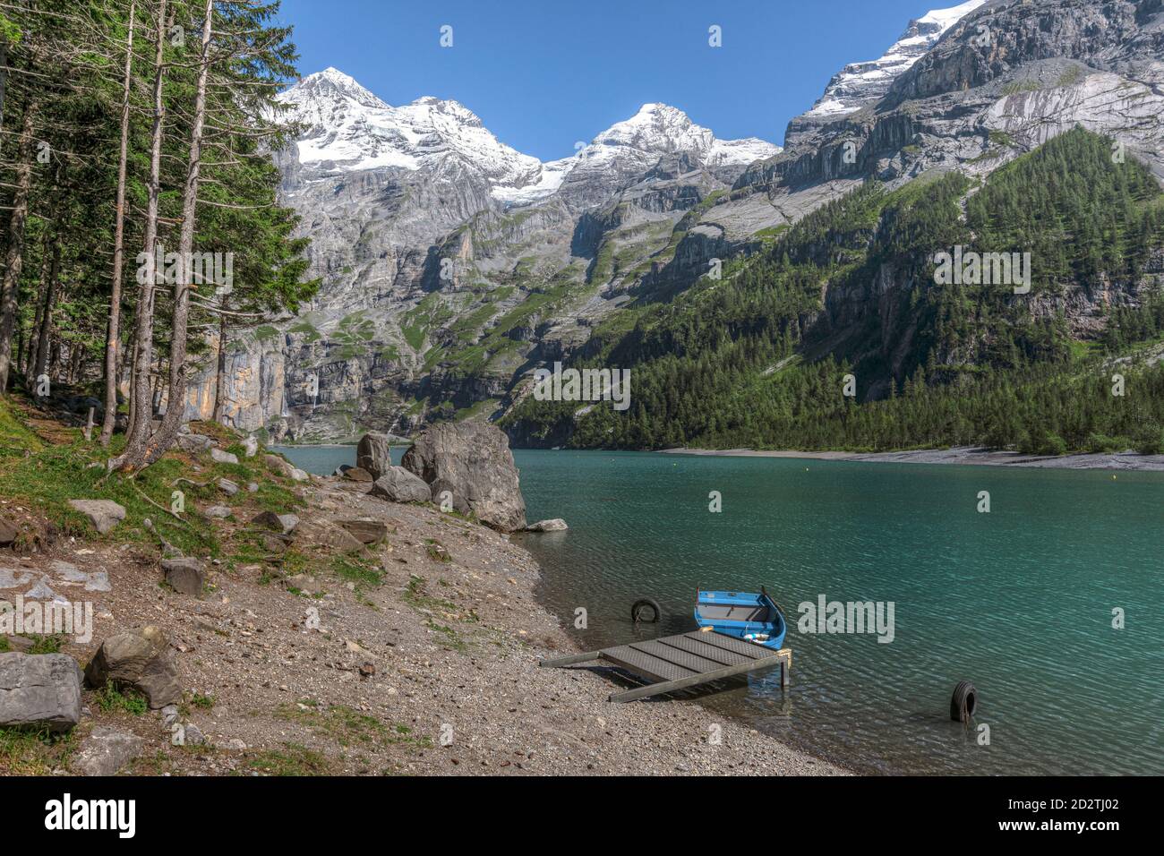 Oeschinensee, Kandersteg, Bern, Schweiz, Europa Stockfoto