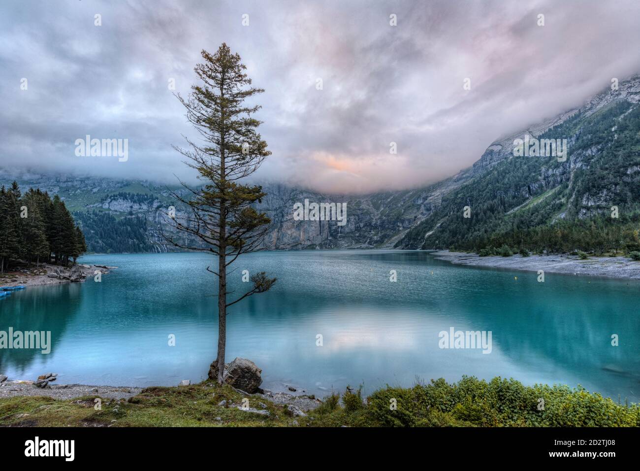 Oeschinensee, Kandersteg, Bern, Schweiz, Europa Stockfoto