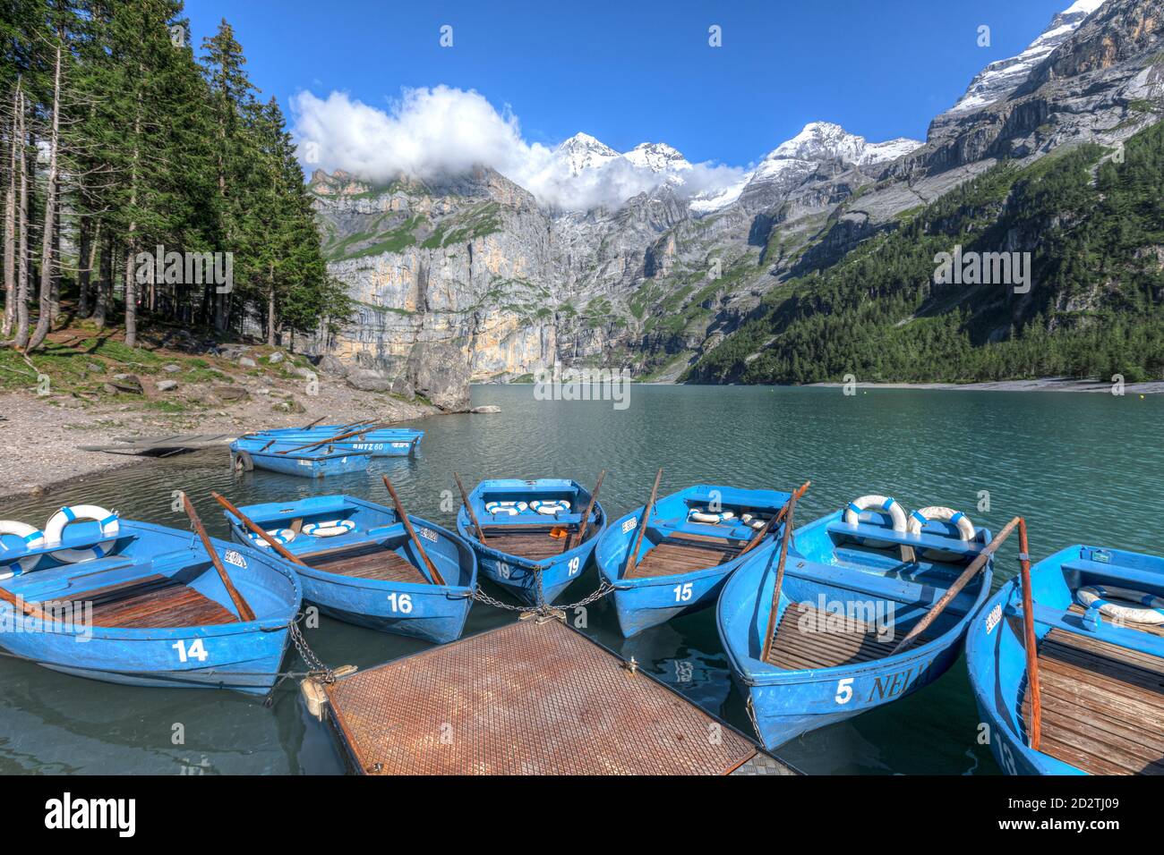Oeschinensee, Kandersteg, Bern, Schweiz, Europa Stockfoto
