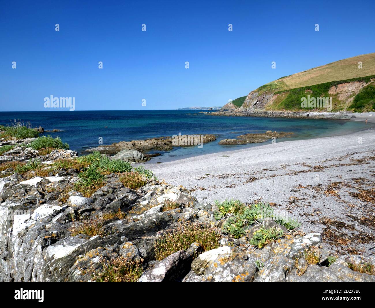 Blick auf Britain Point von Portwrinkle, südöstlich Cornwall. Stockfoto