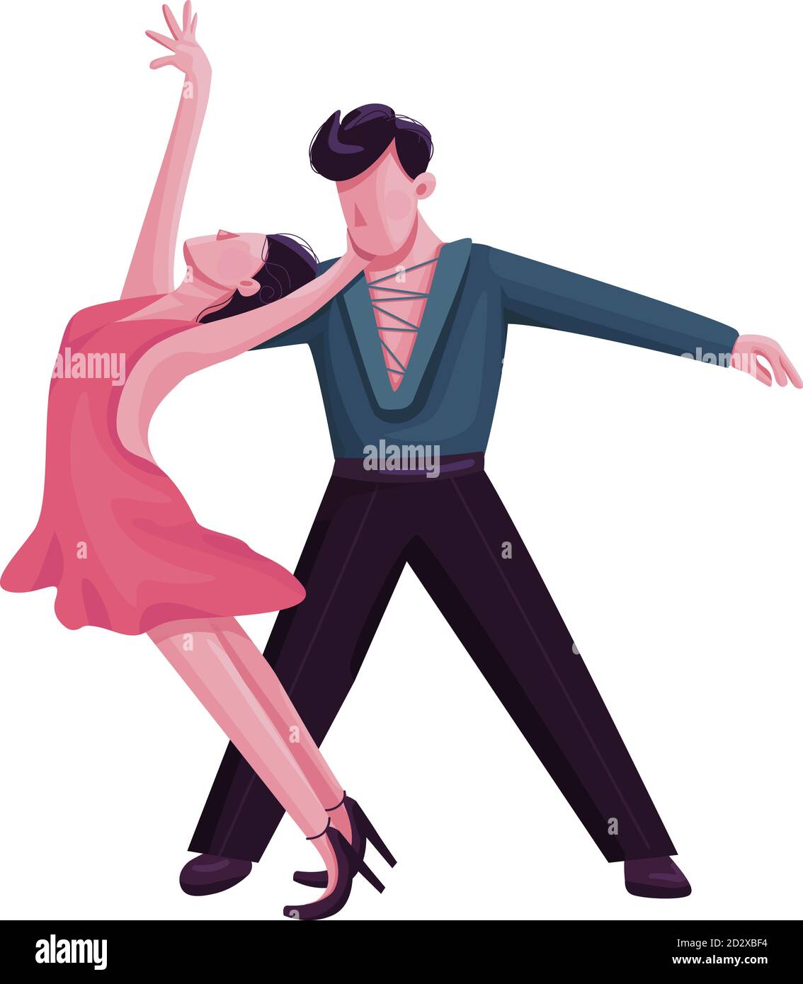 Latino Ballsaal Tanz flache Farbe Vektor gesichtslosen Charakter. Leidenschaftliche Rumba-Darsteller. Salsa, argentinischer Tango Partner isoliert Cartoon Illustration Stock Vektor