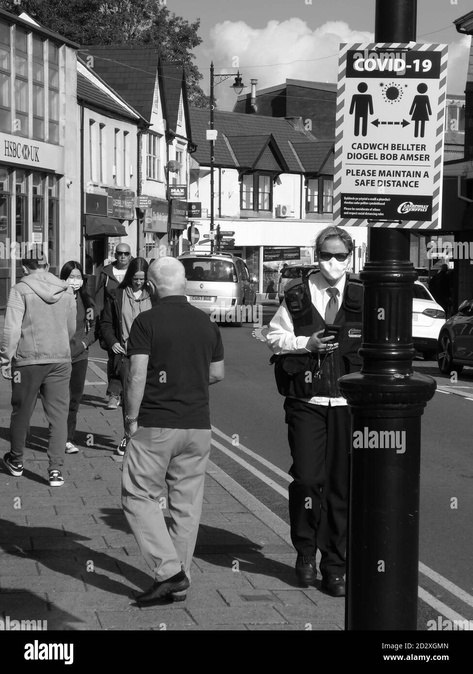 Caerphilly Street Szene Stockfoto