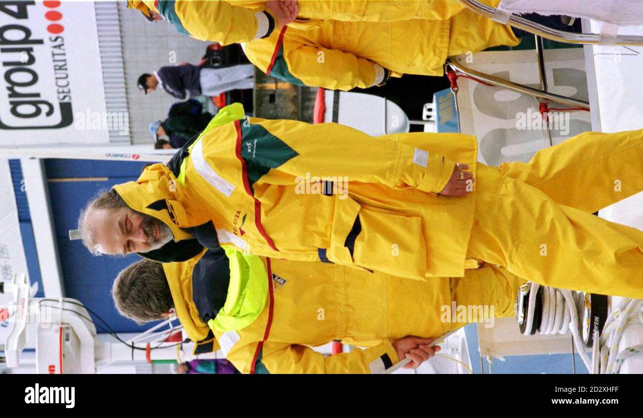 Februar 09/97 Wellington. Prinz Michael von Kent segelt an Bord von Ocean Rover auf der dritten Etappe der BT Global Challenge von Wellington nach Sydney, Australien. Gruppe 4 führt derzeit das Rennen in der Gesamtwertung an. PA. Stockfoto