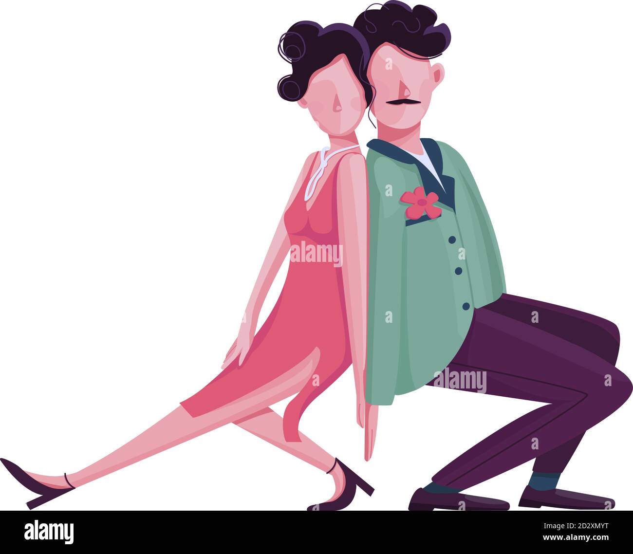 Mann und Frau tanzen Tango flache Farbe Vektor gesichtslosen Charakter. Leidenschaftliche lateinamerikanische Tanzdarsteller. Salsa Partner isoliert Cartoon Illustration für Stock Vektor