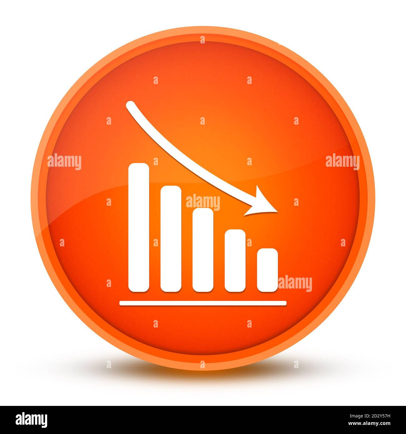 Statistik unten luxuriöse glänzend orange Runde Knopf abstrakte Illustration Stockfoto