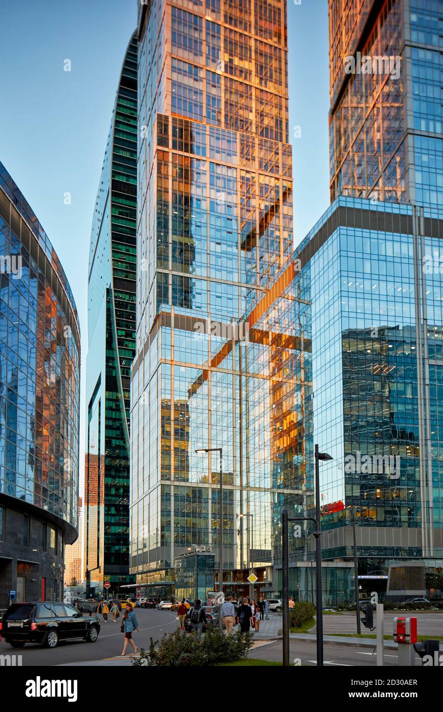 Moderne Hochhäuser des Moscow International Business Centre (MIBC), auch bekannt als „Moscow City“. Moskau, Russland. Stockfoto