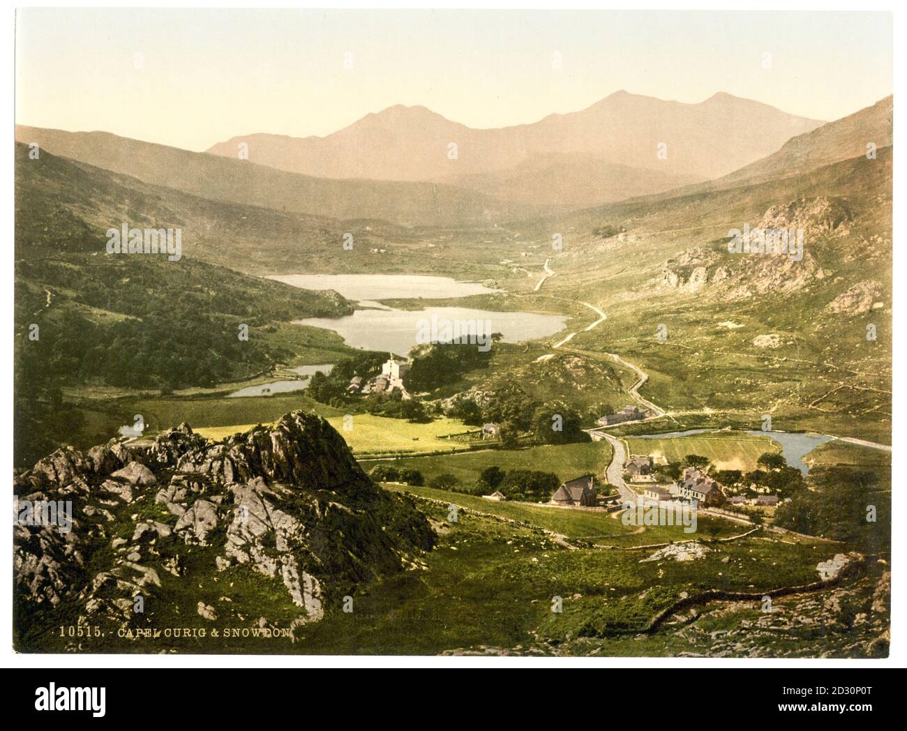 Welsh Wonderland: Erkunden Sie Snowdonia's Majestät durch Vintage Photochrom-Bilder, darunter die Snowdon Mountain Raliway Stockfoto